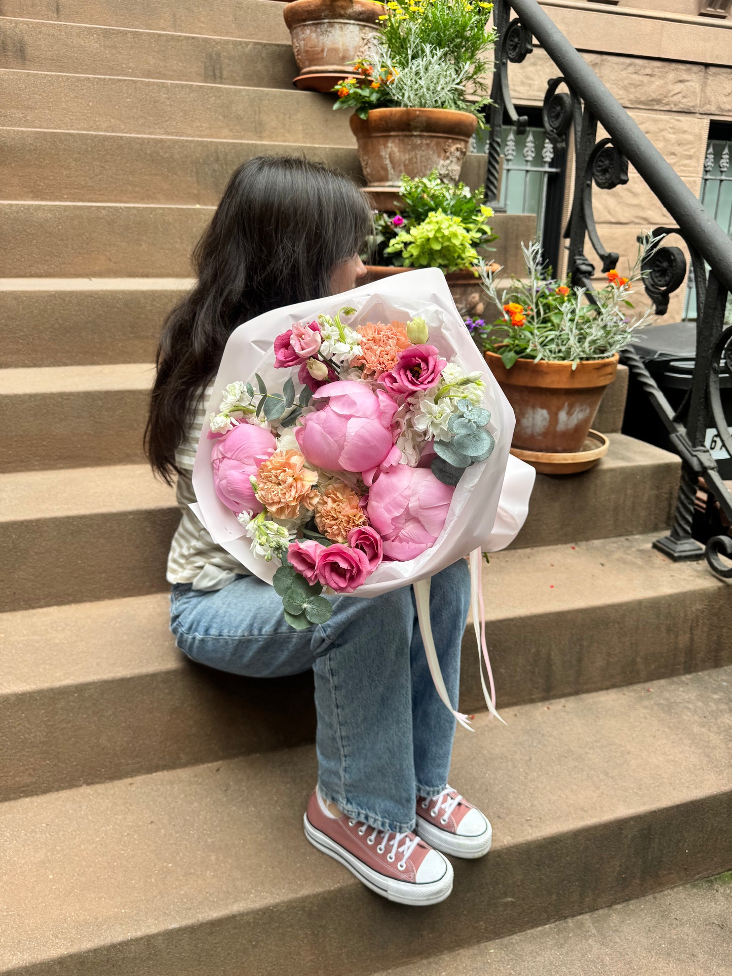 "Peony Crush" Bouquet (Peonies, Hydrangeas, Stocks, Dianthuses, Lisianthus)