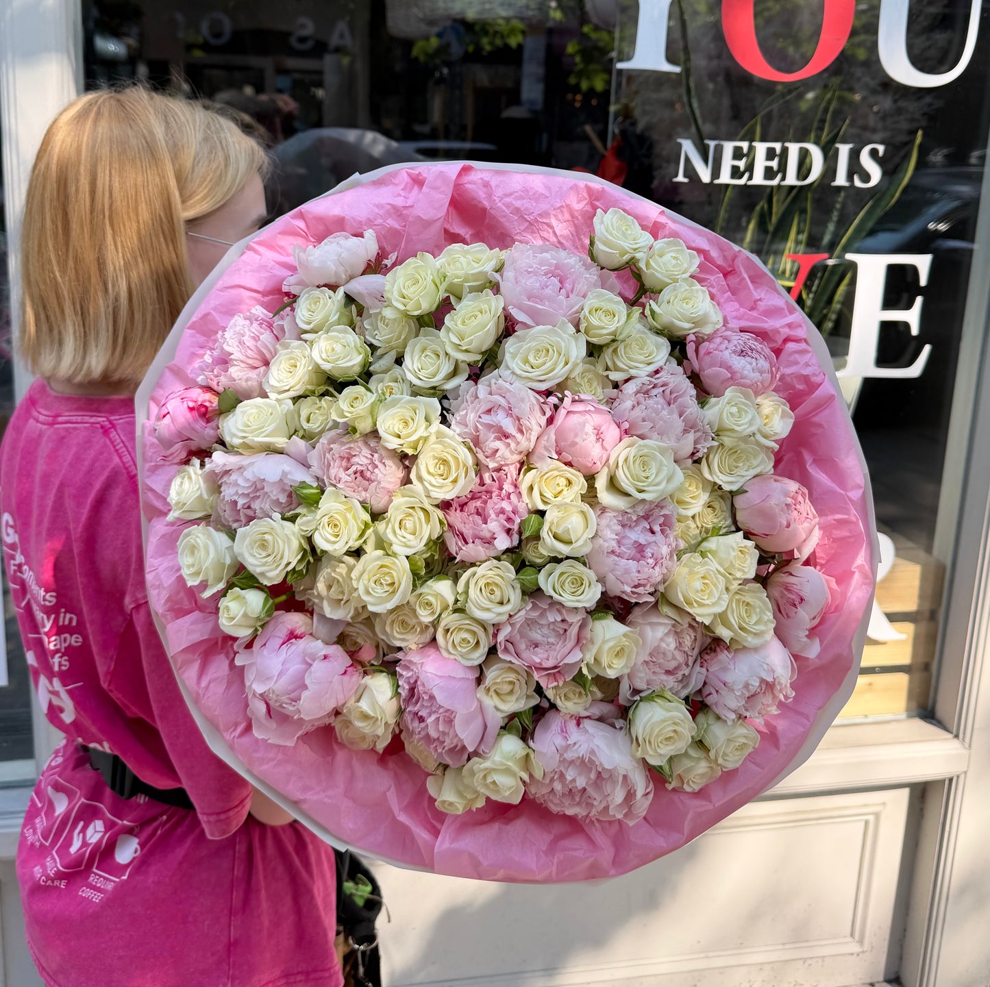 Pink Peonies & Spray Roses