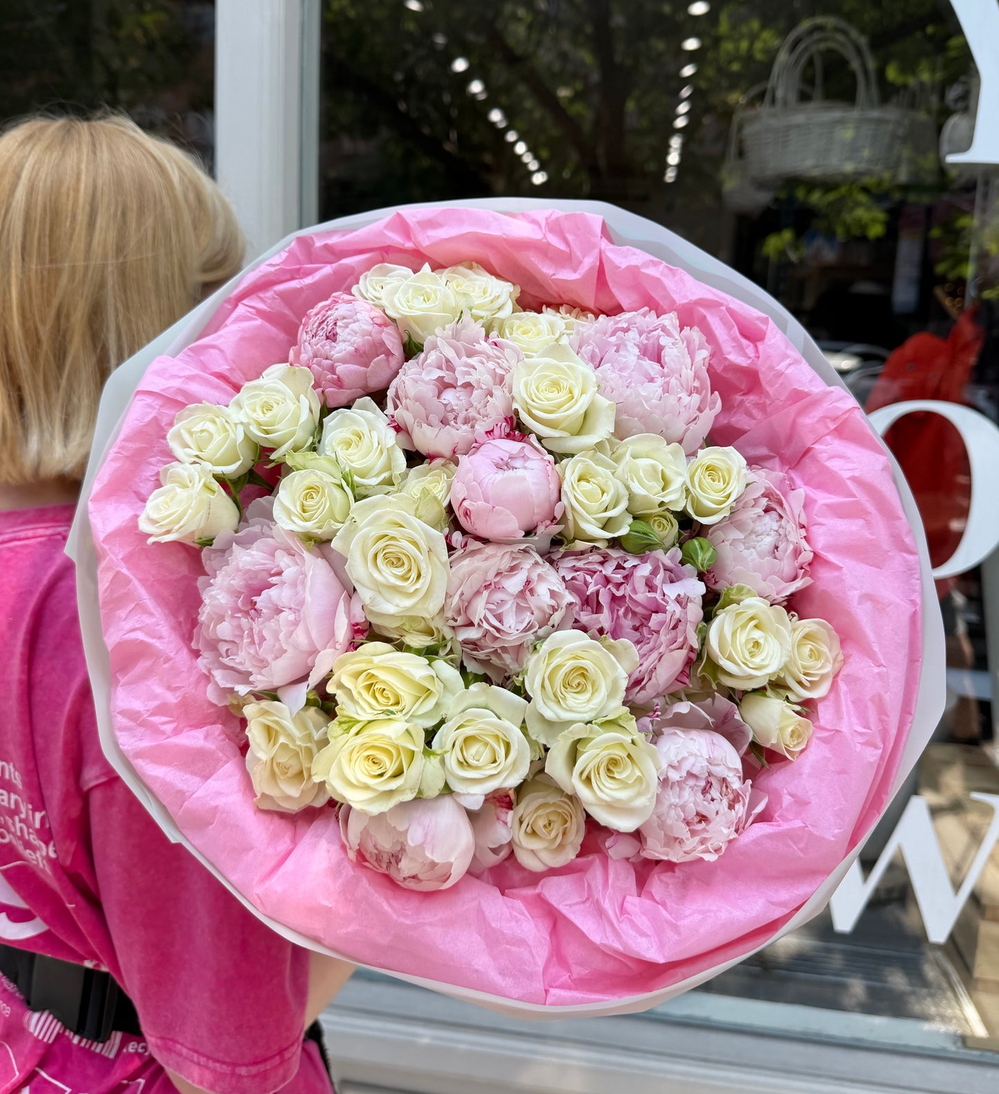 Pink Peonies & Spray Roses