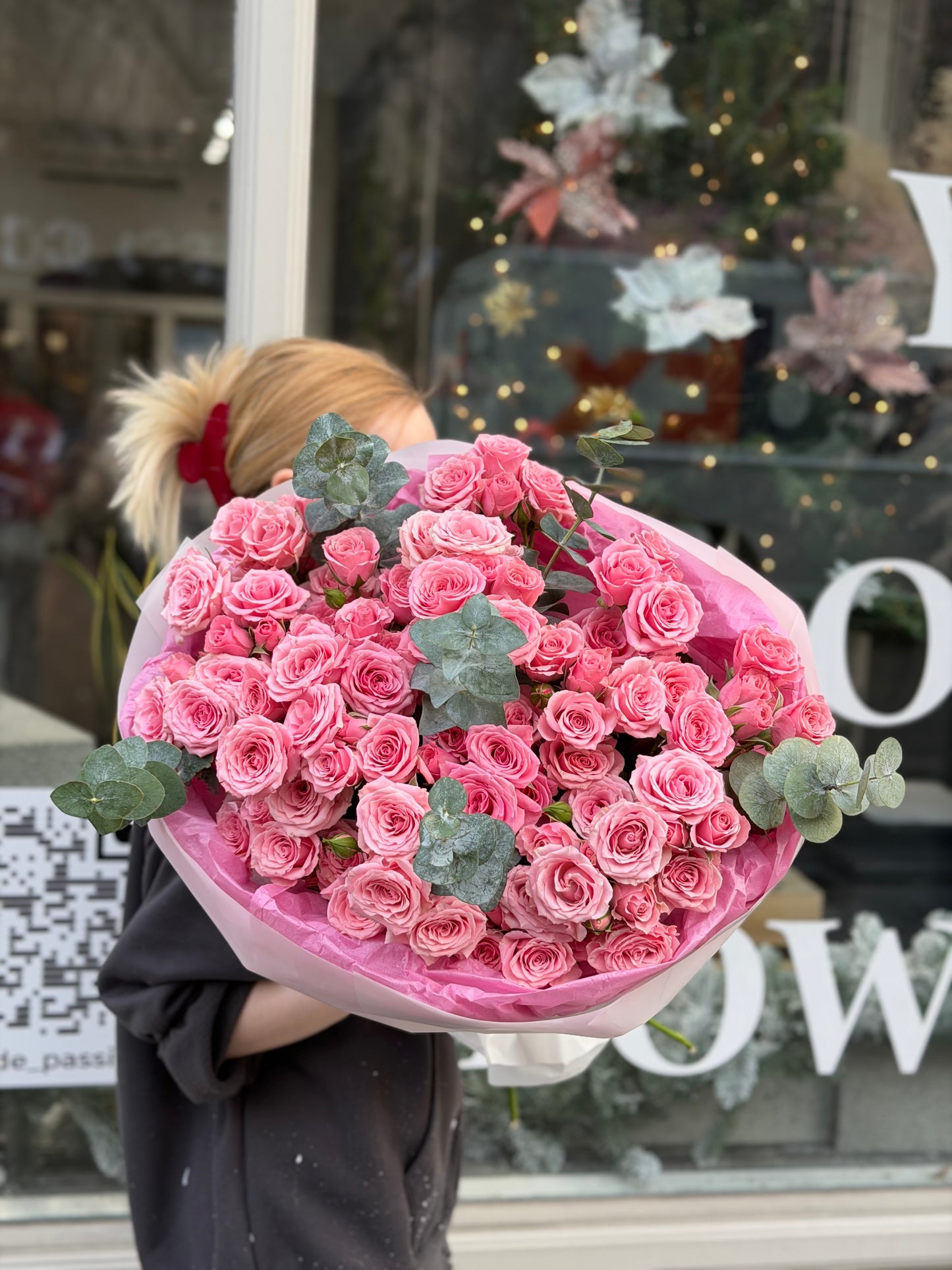 Pink Spray Roses & Eucalyptus