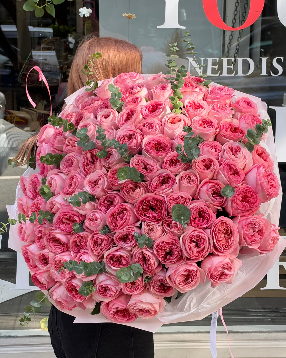 Pink Expression Garden Roses & Eucalyptus