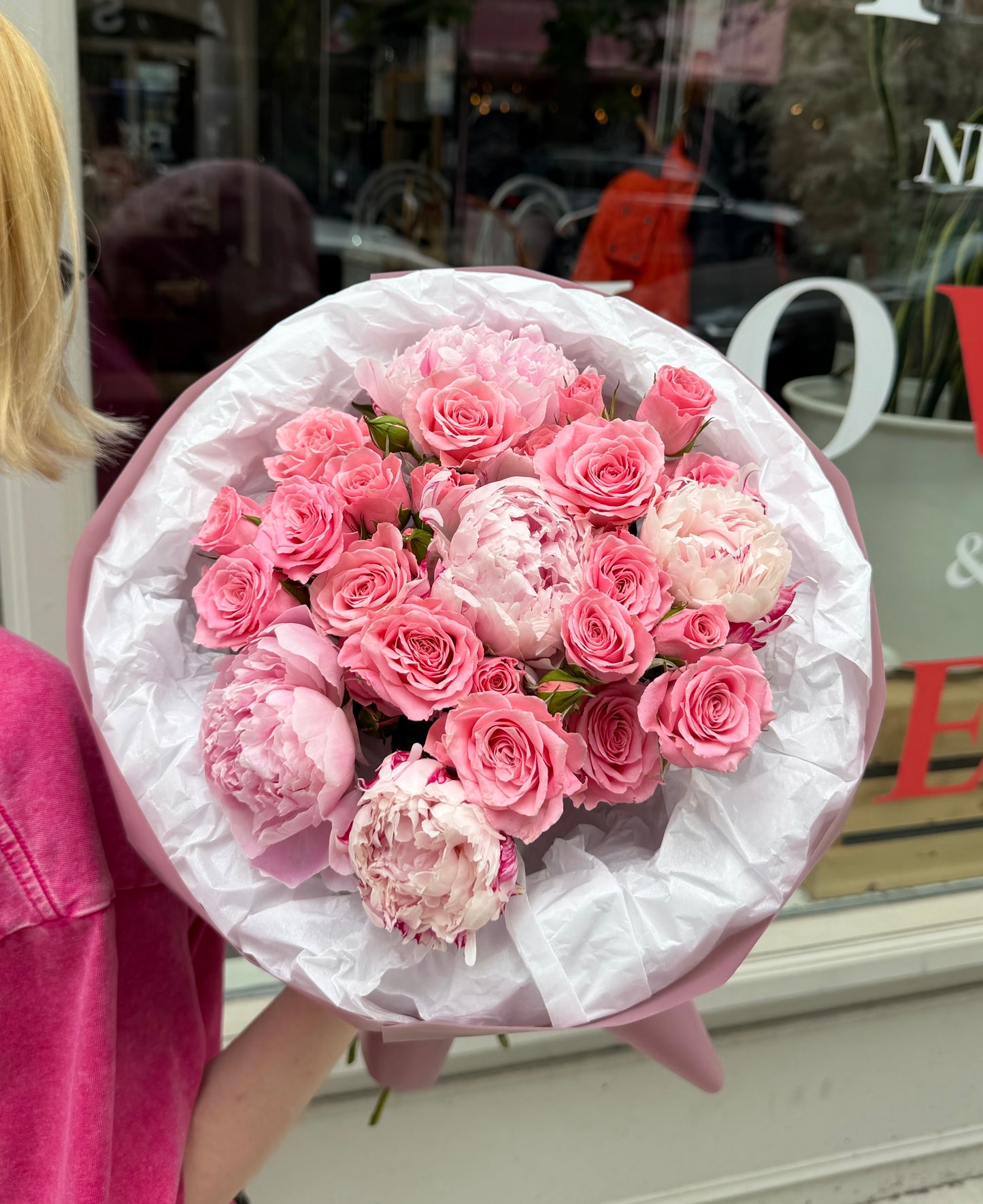 Pink Peonies & Spray Roses