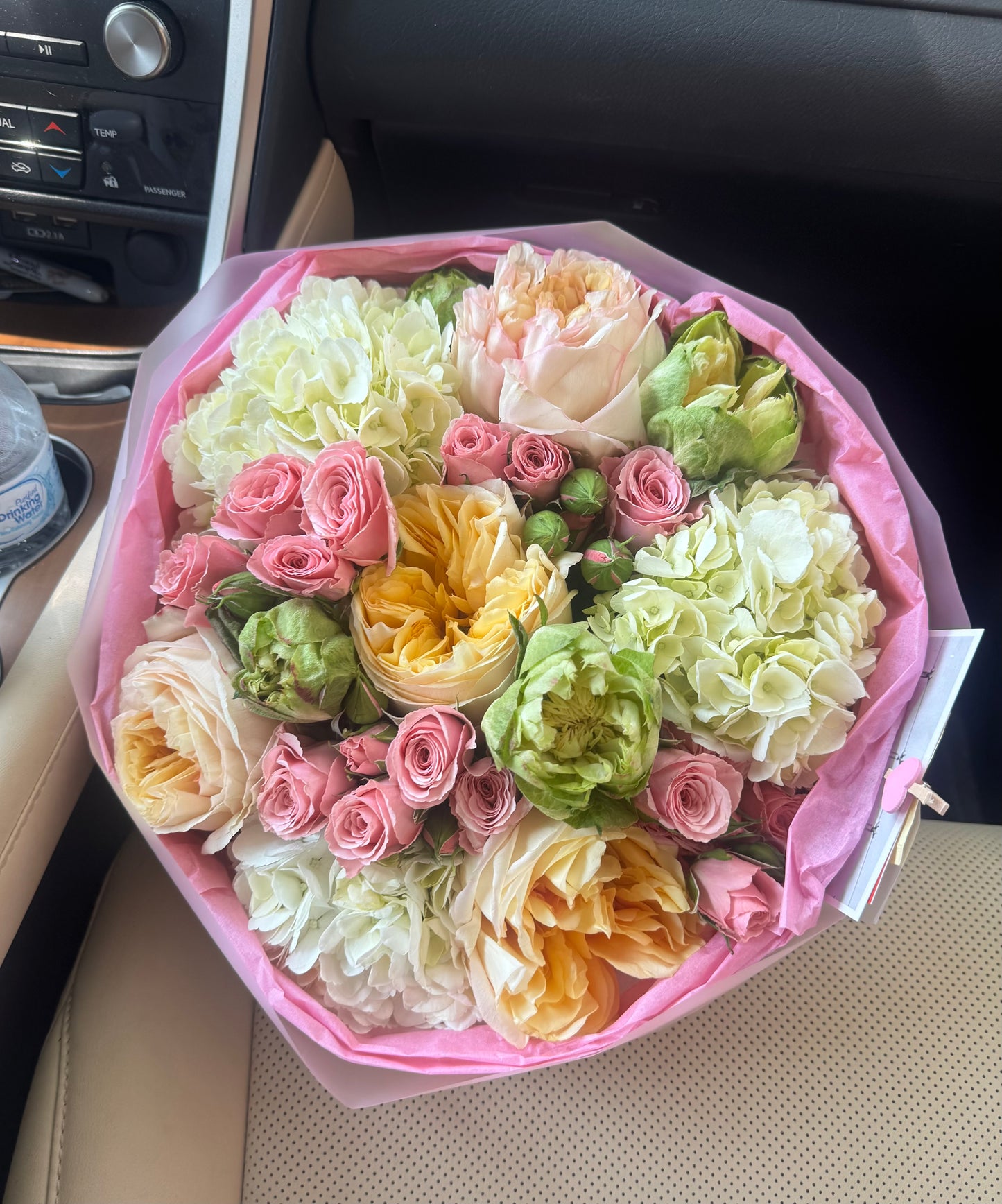 "Whispers of Summer" Bouquet (Garden Roses, Veggie Rose, Spray Roses, Hydrangea)