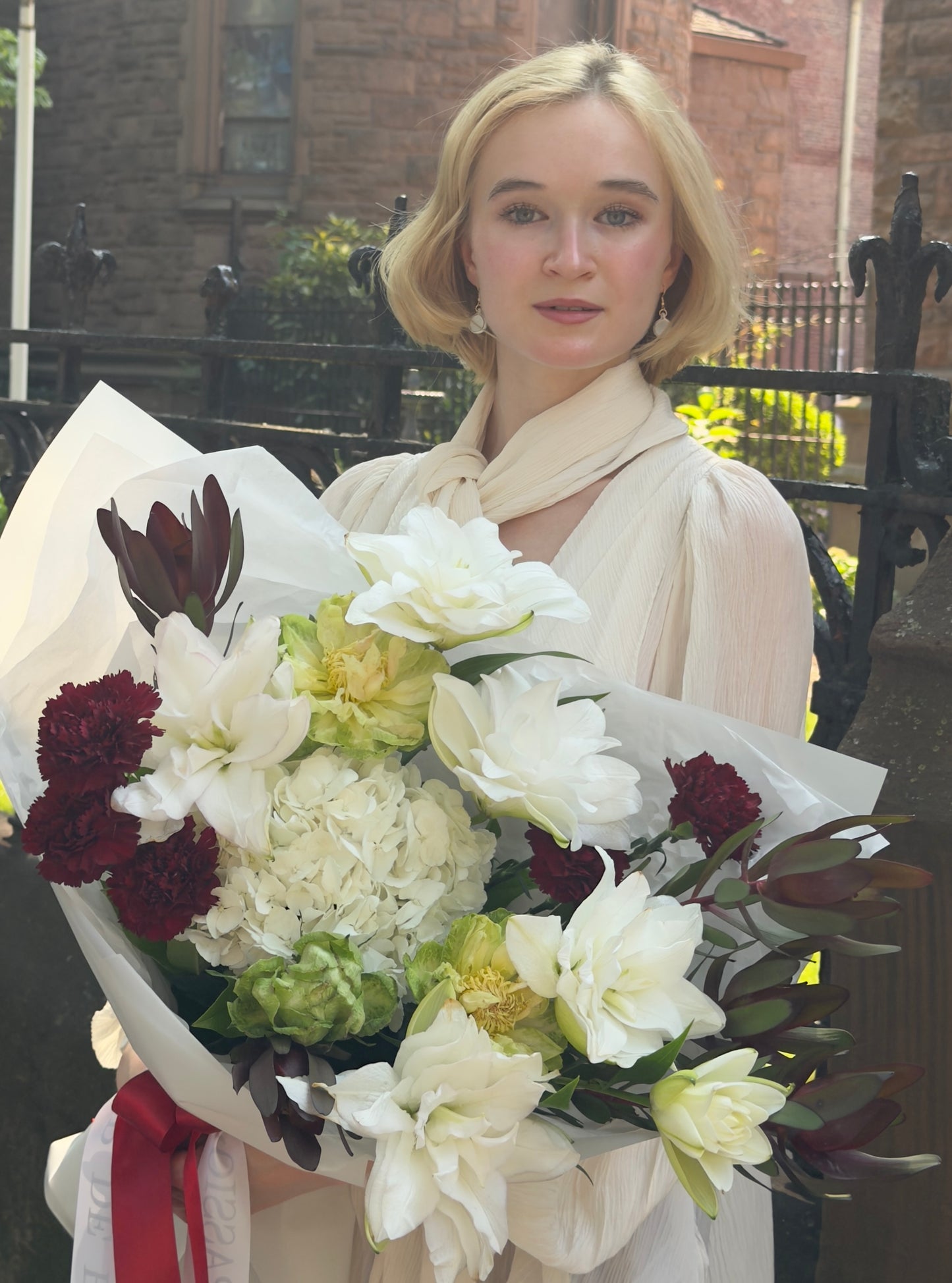 “Opulence” Bouquet (Lillies, Leucadendron, Veggie Roses, Hydrangeas, Dianthuses)