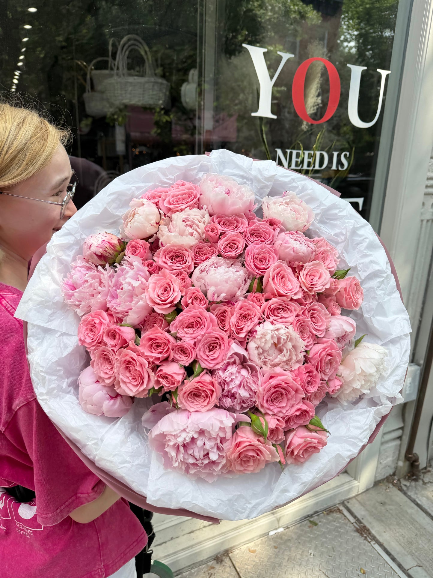 Pink Peonies & Spray Roses