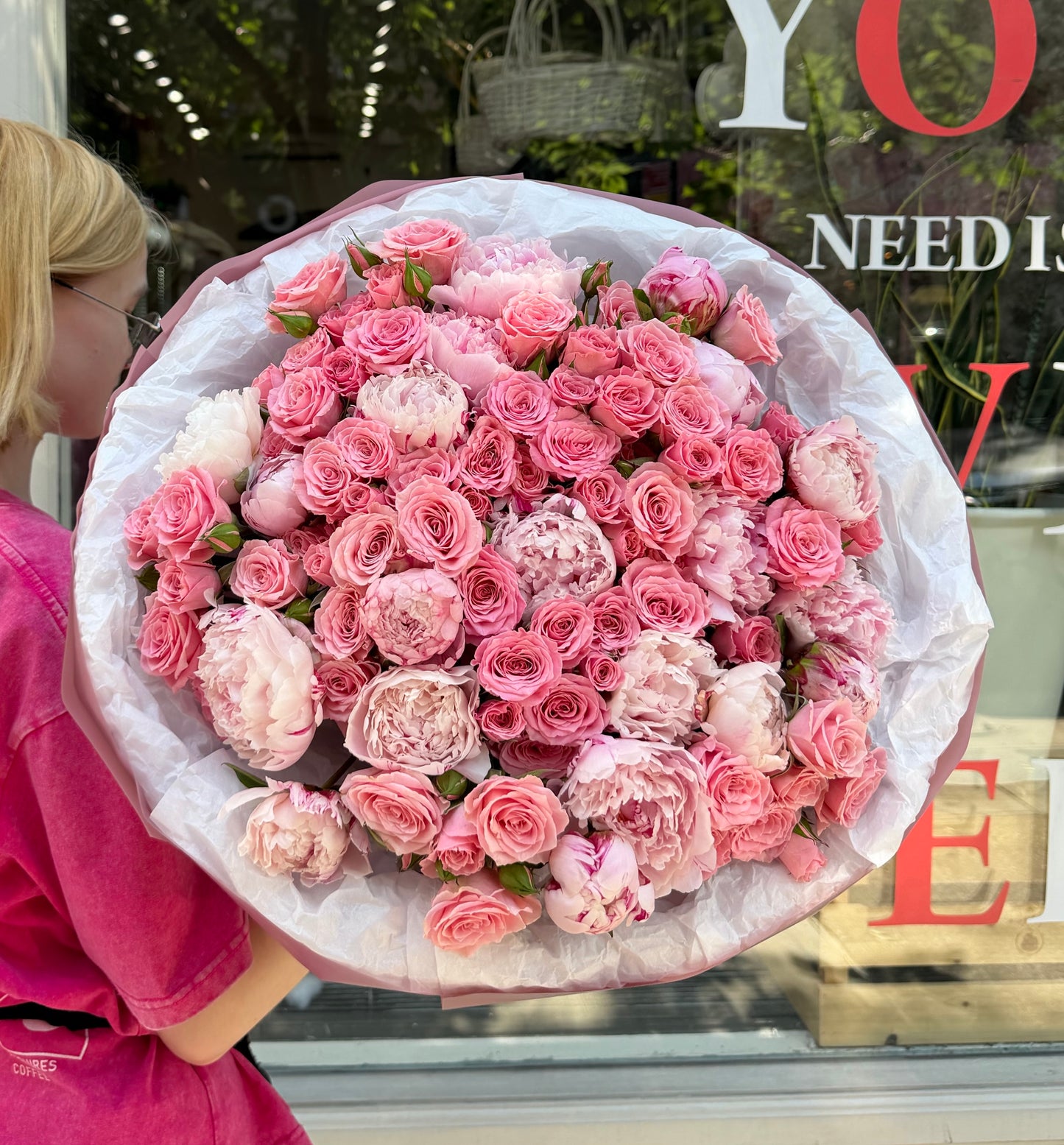 Pink Peonies & Spray Roses
