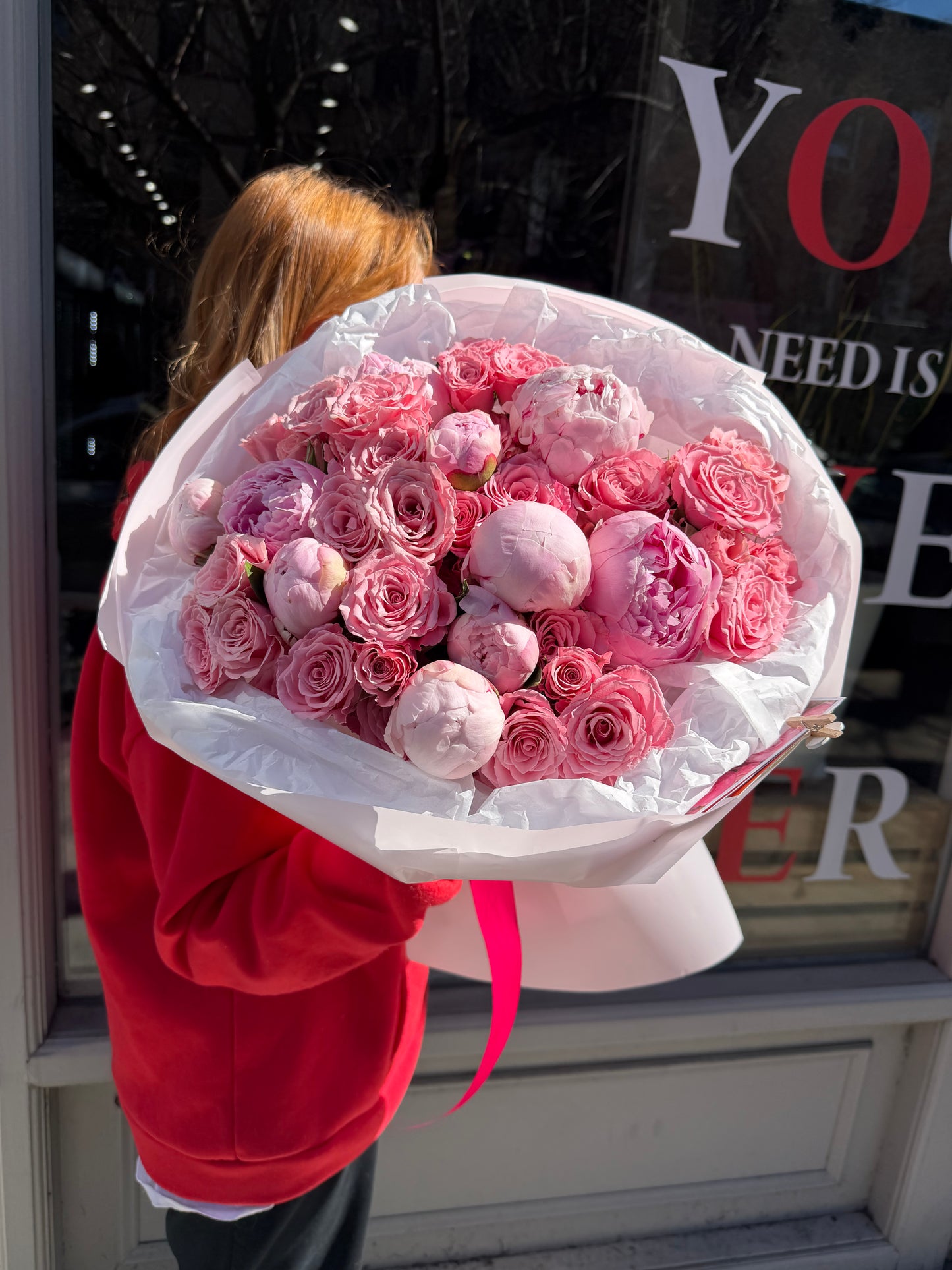 Pink Peonies & Spray Roses