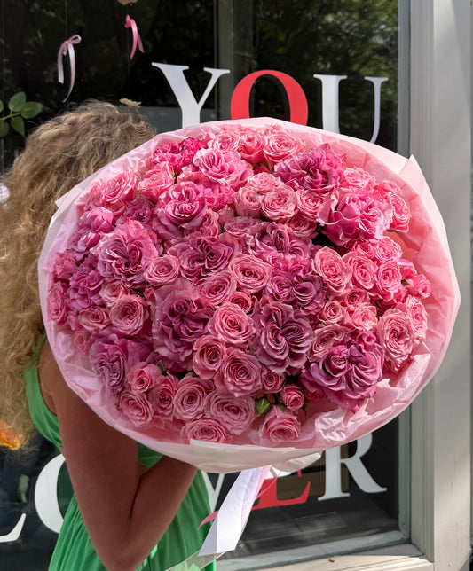 Country Blues Roses & Pink Spray Roses