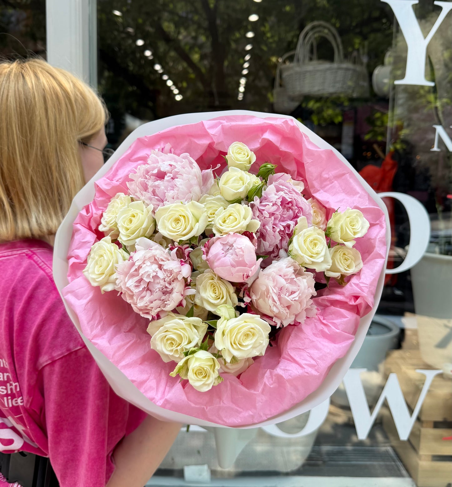 Pink Peonies & Spray Roses