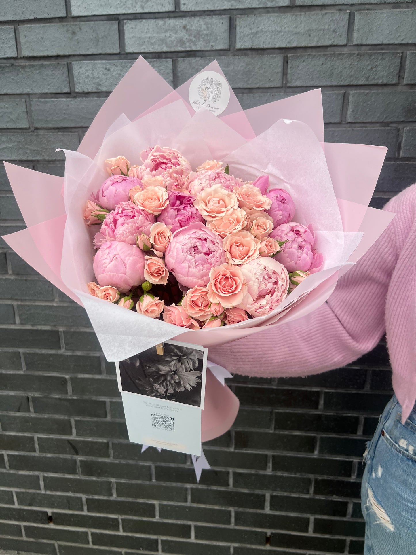 Pink Peonies & Spray Roses