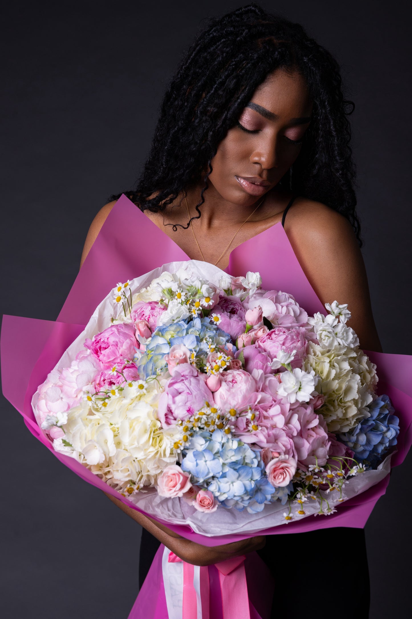 "Juicy Peony" Bouquet (peonies, hydrangeas, chamomiles, spray roses, stocks)