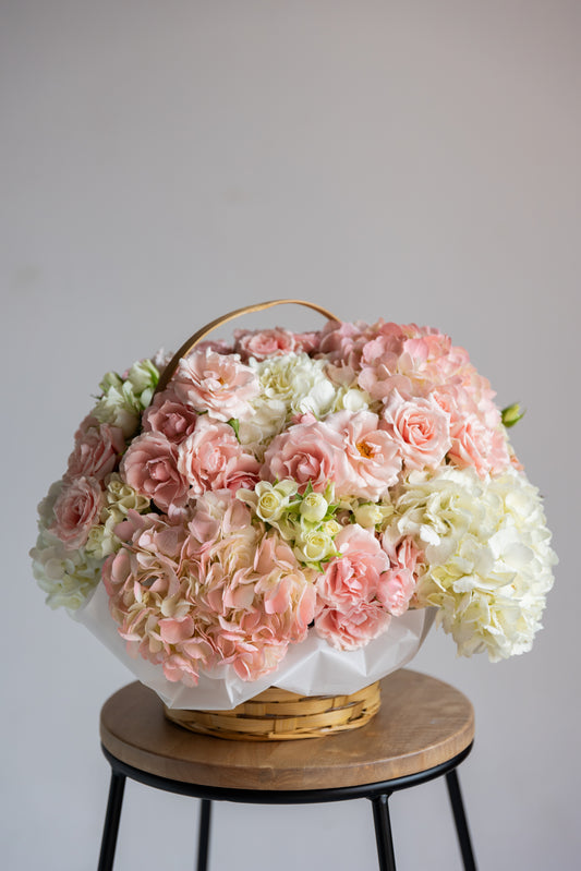"Elegance" Basket (hydrangeas, spray roses)