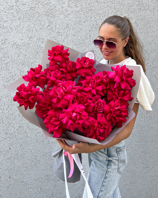 Pink Floyd Roses Bouquet ( hot pink French roses)