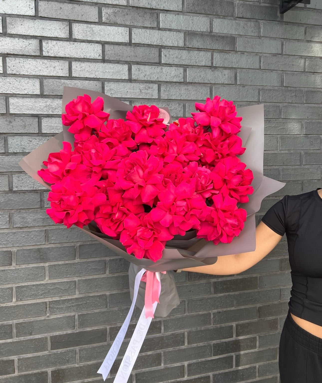 Pink Floyd Roses Bouquet ( hot pink French roses)