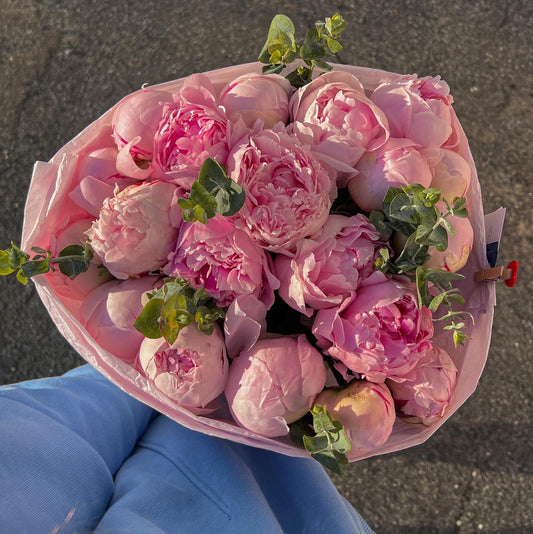 Pink Peonies & Eucalyptus.