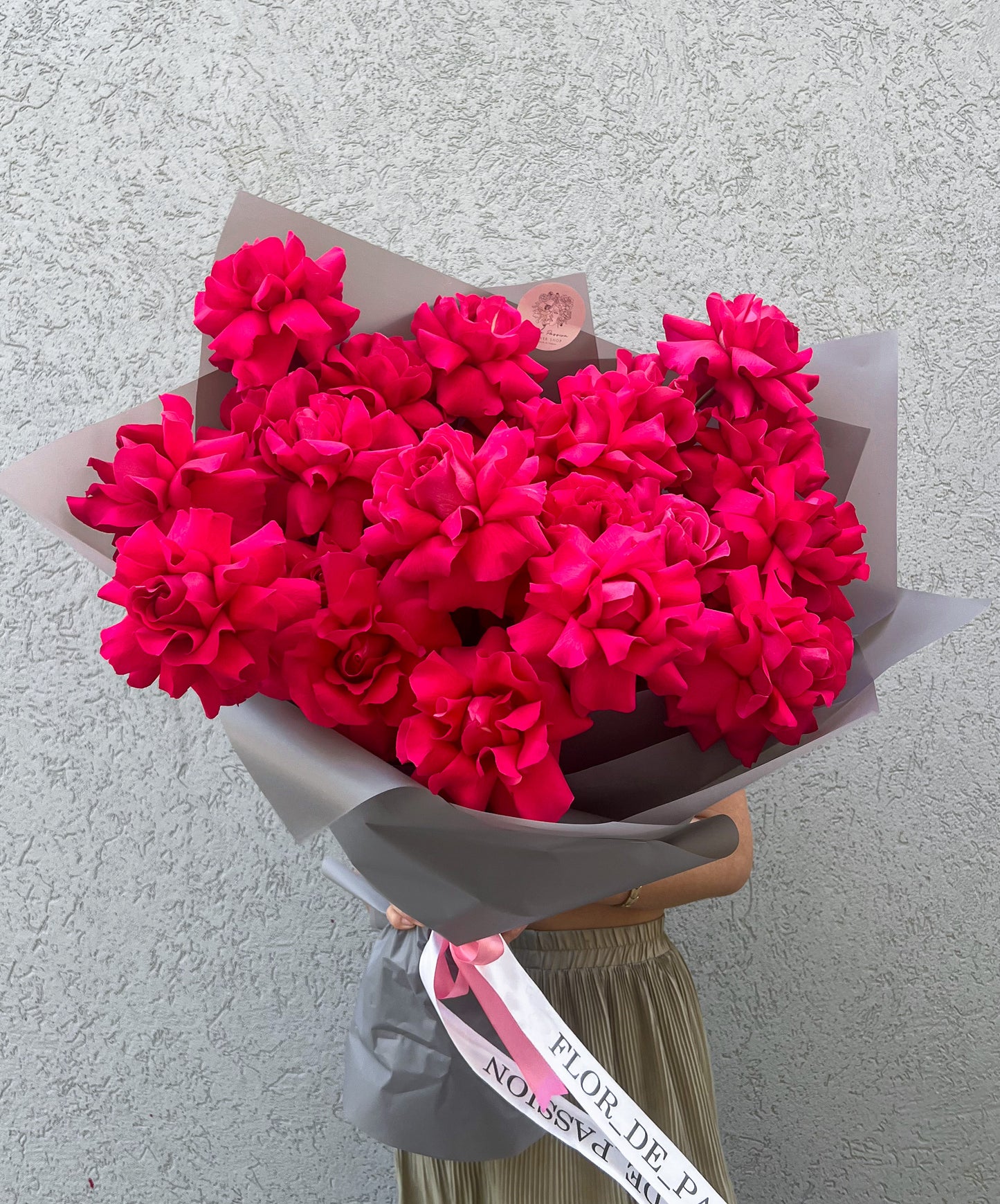 Pink Floyd Roses Bouquet ( hot pink French roses)